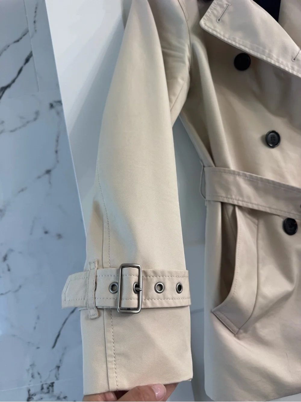 Coach Beige Double-Breasted Trench Coat with Belt